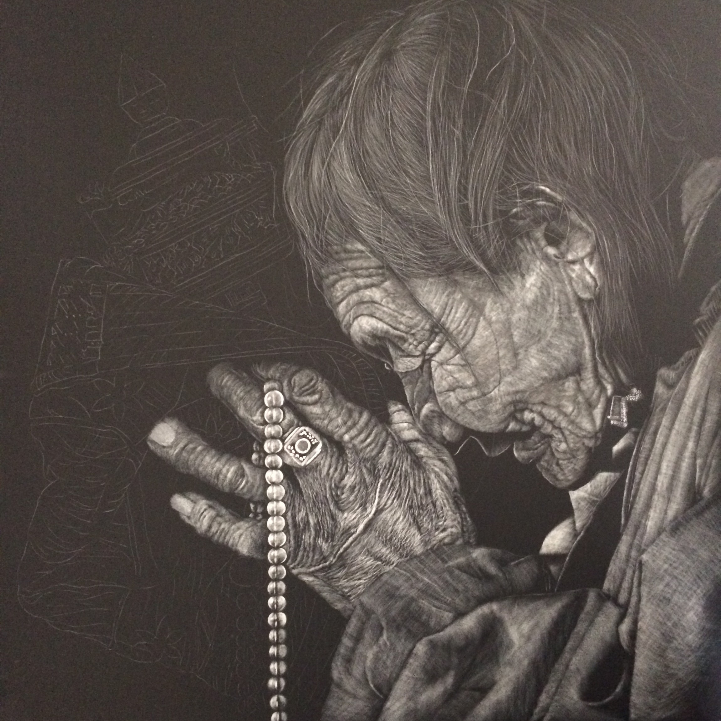 李子哥刮画作品《一念》