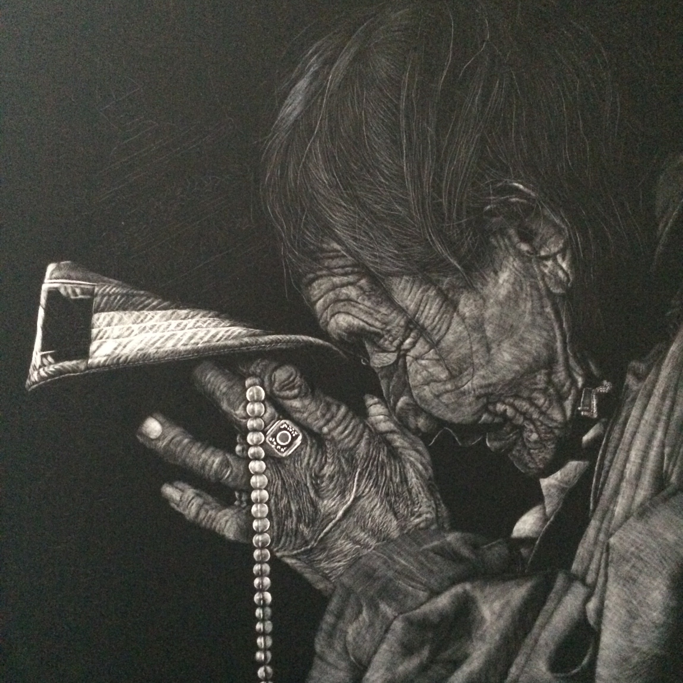 李子哥刮画作品《一念》