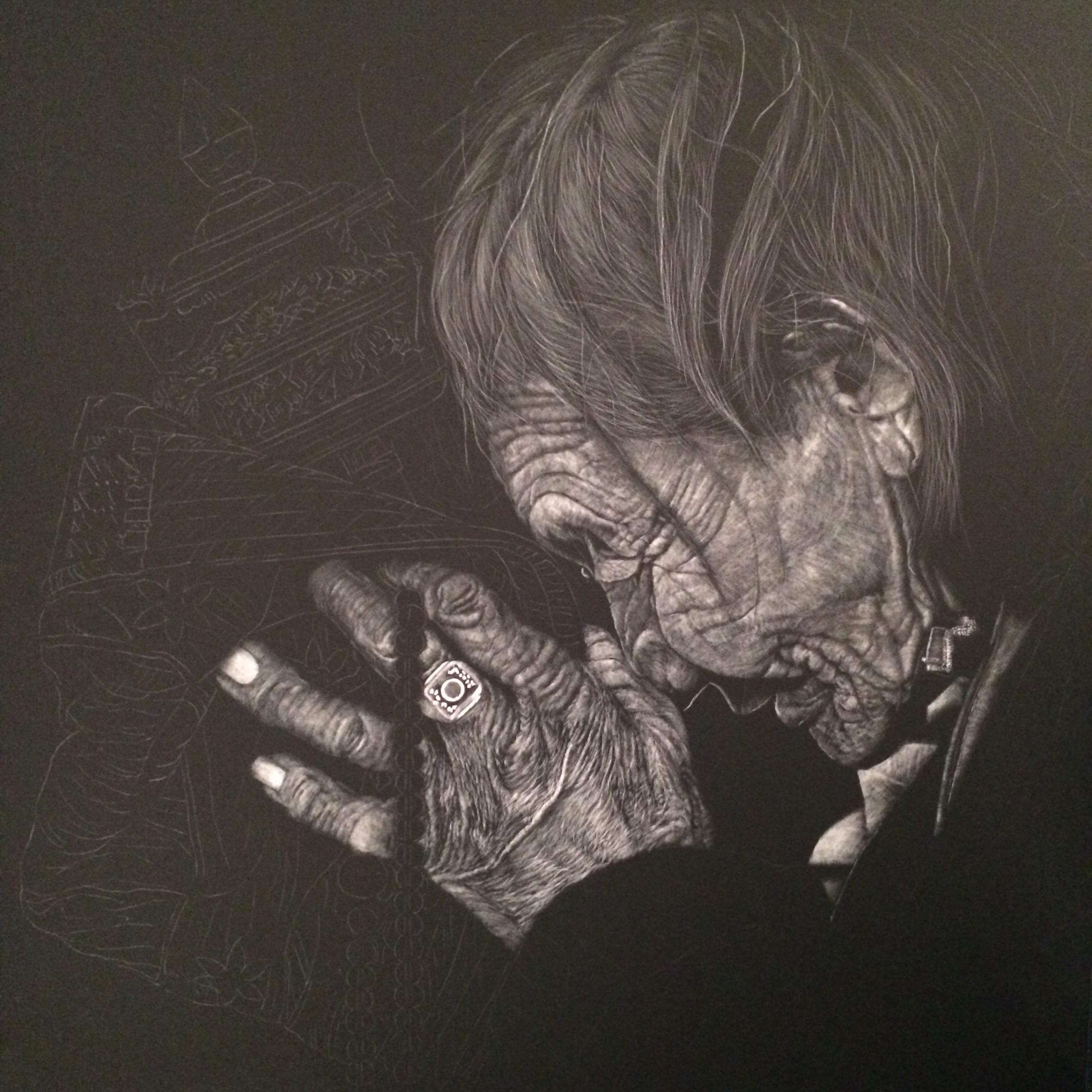 李子哥刮画作品《一念》