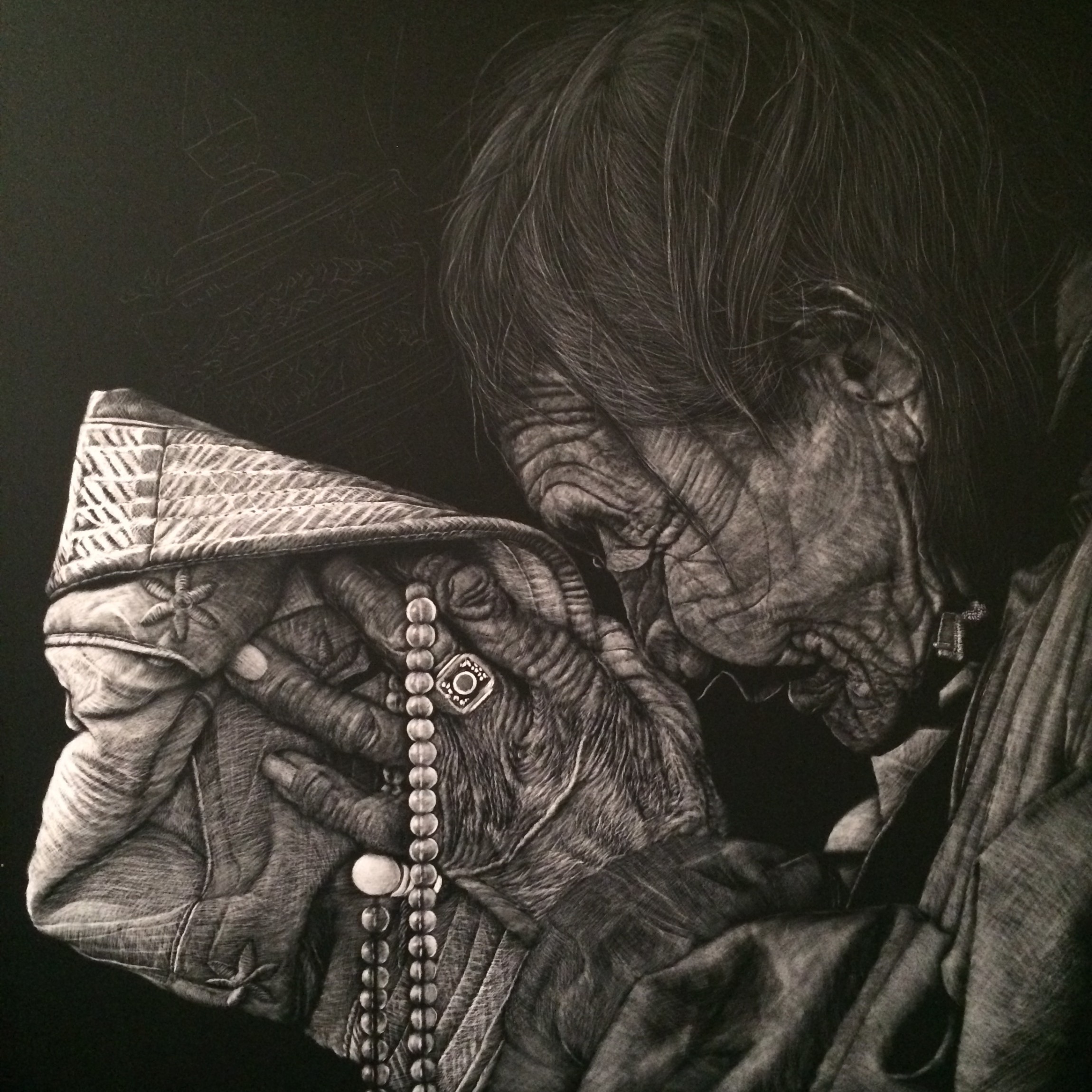 李子哥刮画作品《一念》