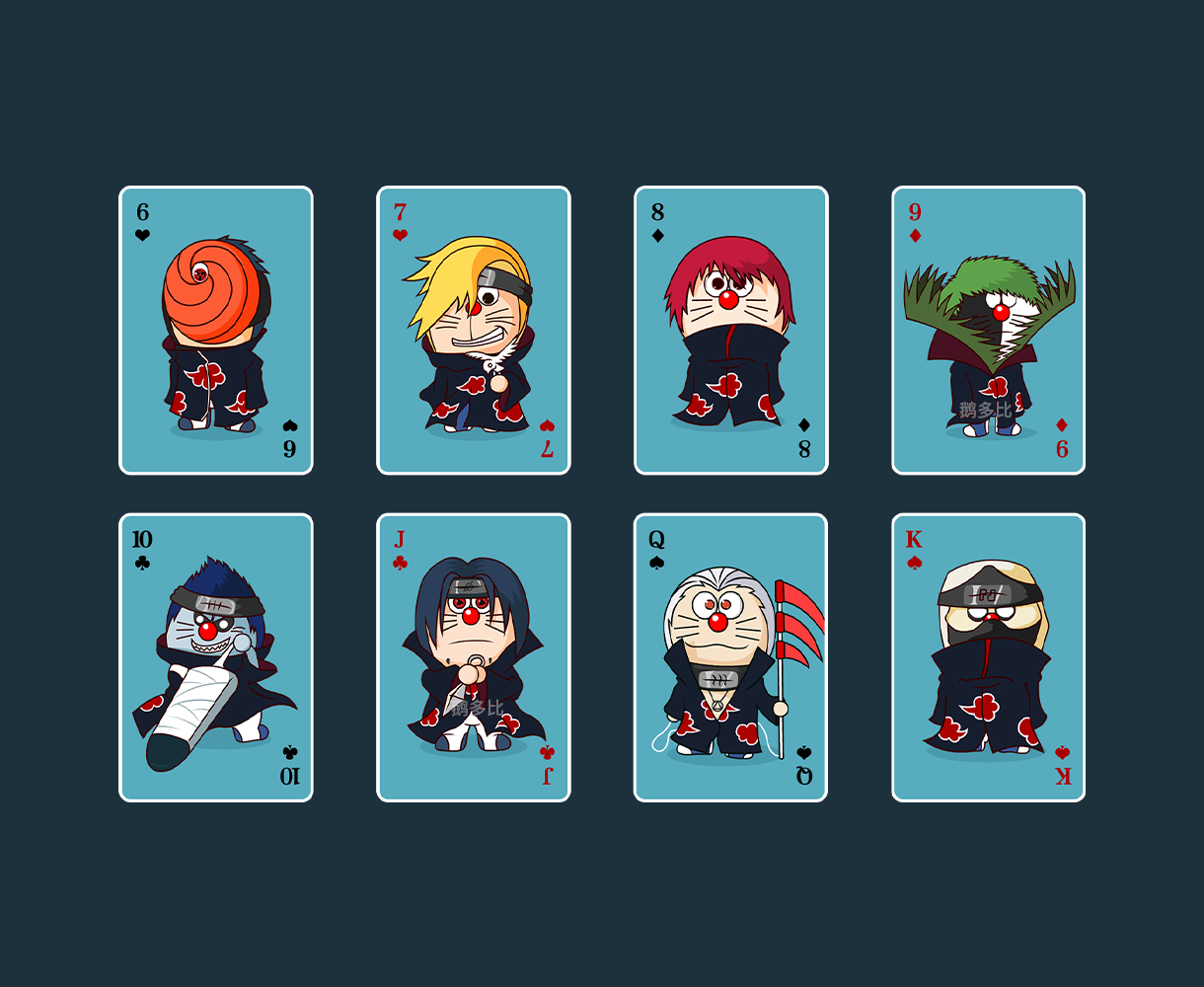 哆啦A梦cos火影忍者晓组织