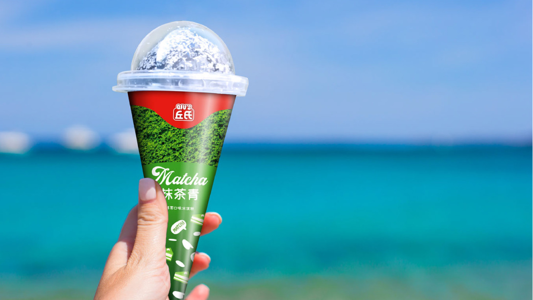 丘氏 抹茶青椰子灰冰淇淋包装设计｜摩尼视觉原创（已商用）
