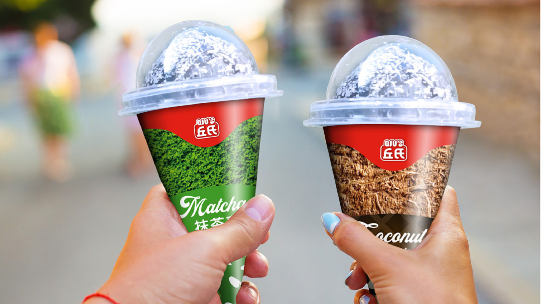 丘氏 抹茶青椰子灰冰淇淋包装设计｜摩尼视觉原创（已商用）