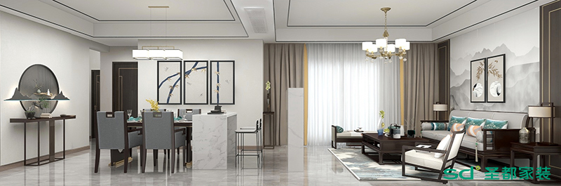 圣都家装丨七一城市花园156㎡新中式