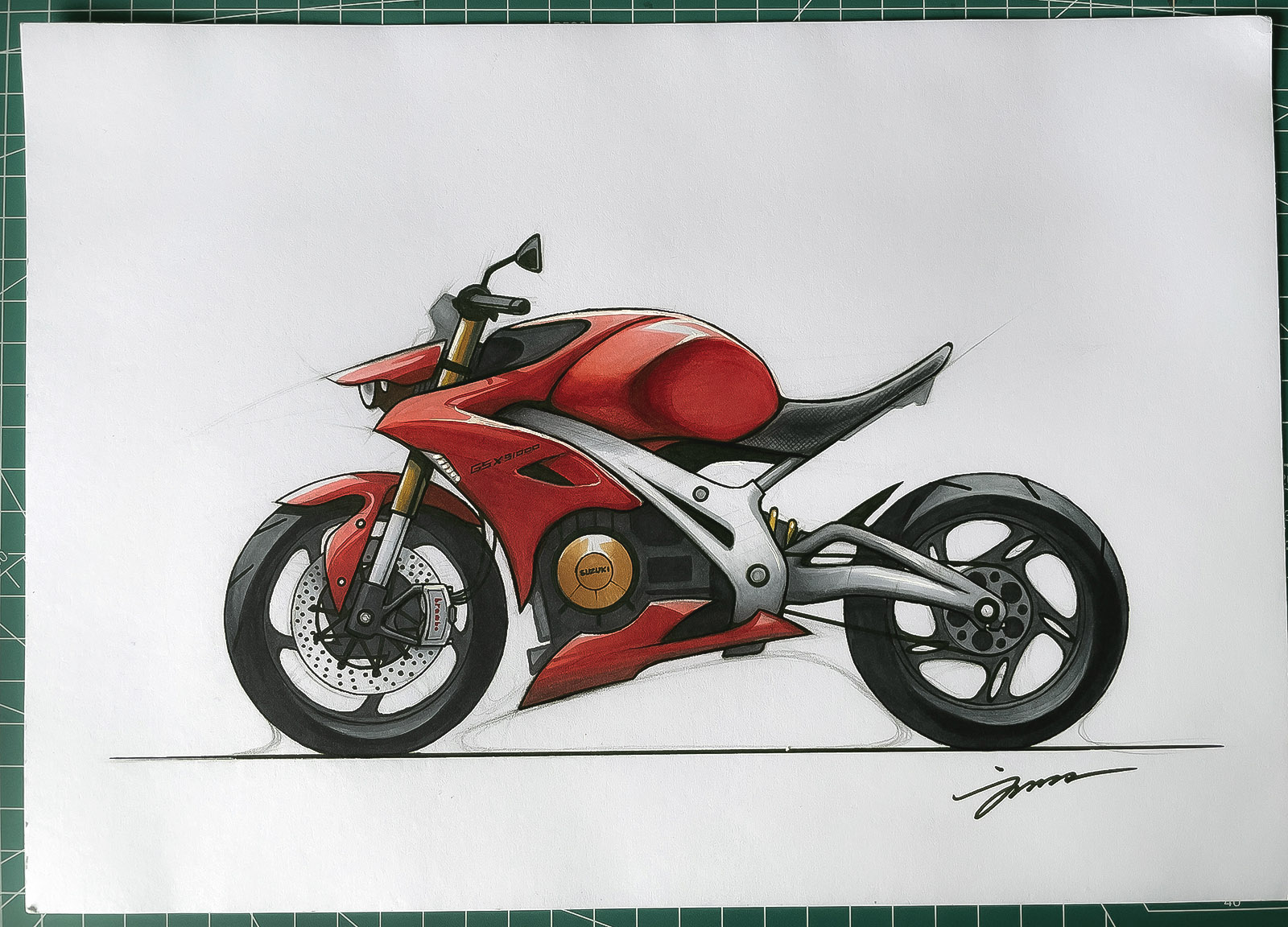 马克笔手绘摩托车概念练习