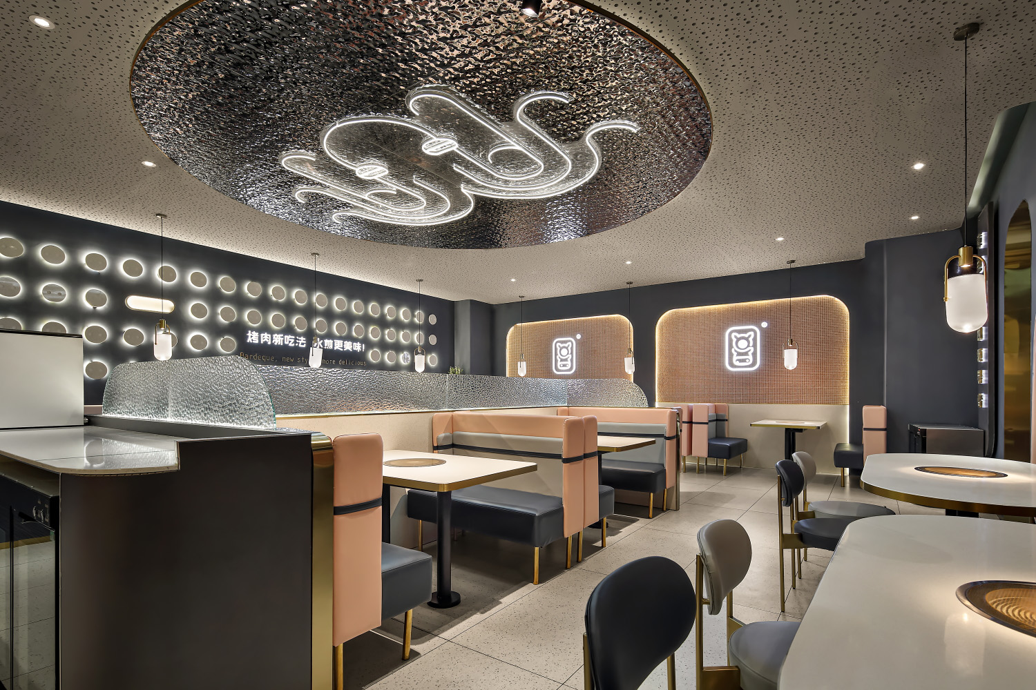 酷炫极简风烤肉店设计，小猪小牛章鱼水煎肉餐厅