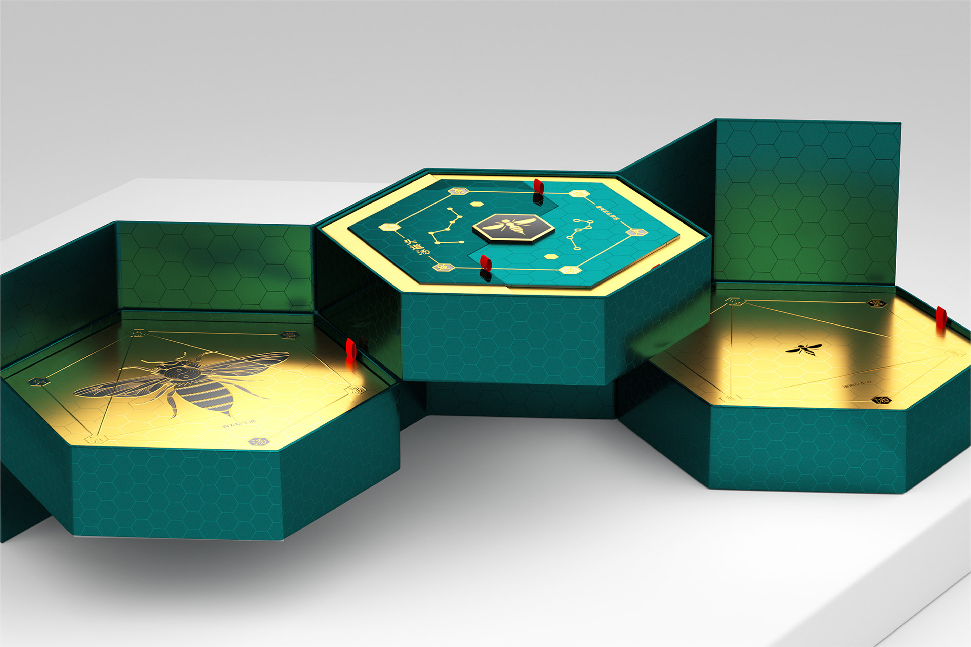 中国风 国潮高端蜂毒包装设计养生保健头道汤产品套盒